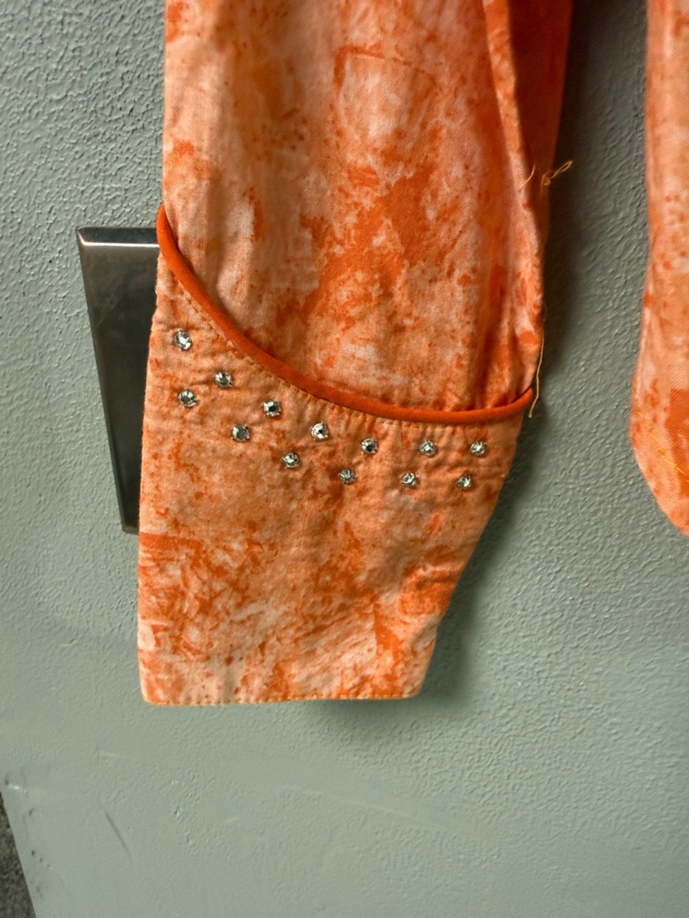 Embellished Orange Button-Down Western Shirt - Picture 4 of 7